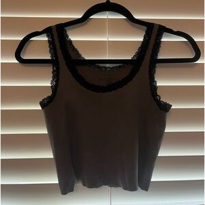 brandy melville grey and black lace tank top